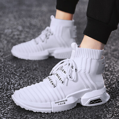 

Mens Shoes Summer Fashion Leisure High-top Canvas Board Shoes Hundred of Autumn Socks Korean Fashion Shoes