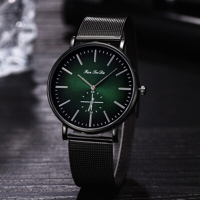 

Gobestart Fashion Luxury Mesh Belt Watch Double Eye Dial Analog Quartz Men Watch