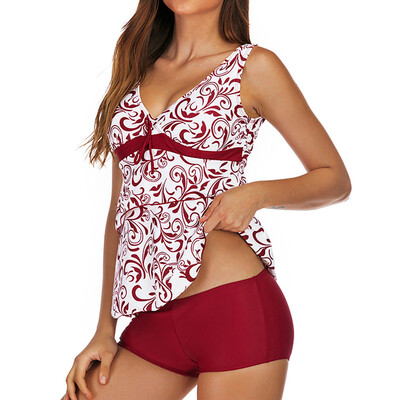 

Roseonmyhand Women Plus Size Print Tankini Swimjupmsuit Swimsuit Beachwear Padded Swimwear