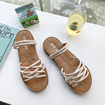 

Two shoes sandals sandals summer 2019 new students flat Joker slippers womens shoes