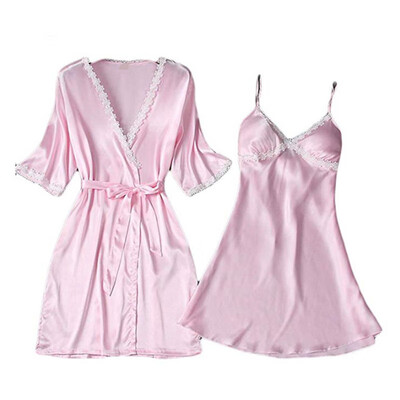 

Women Pajama Sets Sexy Lace Robe Sleepwear Ladies Sling Mini Nightdress Lingerie