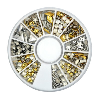 

12 Style Metal Rivet Round Nail Art Decorations DIY Nail Decals Ornaments
