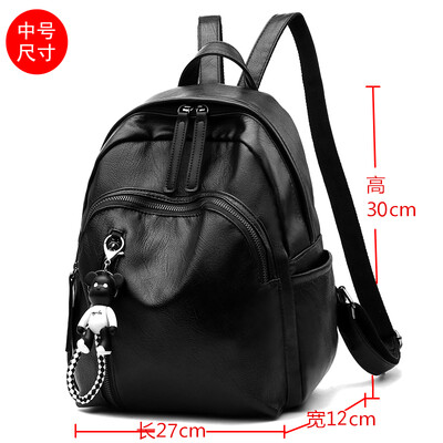 

Double shoulder bag womens fashion Korean version fashion school bag leisure bag soft leather travel ladys small backpack