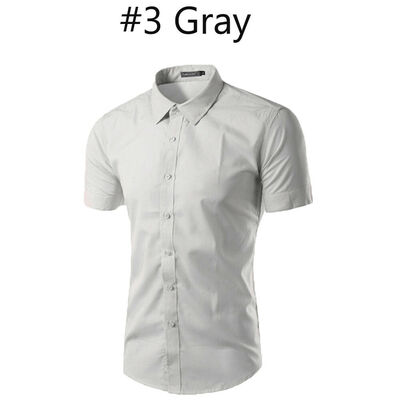 

Mens Short Sleeve Button Down T-shirt Tops Slim Fit Casual Dress Stylish Shirts