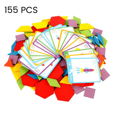 

155PCS Creative Shape DIY Wooden Puzzles Montessori Jigsaw Brain Teaser Learning Toys