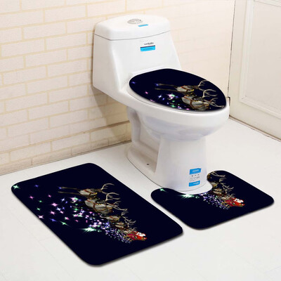 

Tailored 3PCS Fancy Santa Toilet Seat Cover&Rug Bathroom Set Christmas Decor