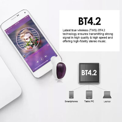 

Wireless BT 42 Headphones Mini Invisible Earphone In-ear Music Headset Earpiece Charging Box Hands-free w Microphone