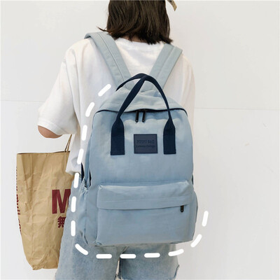 

Ins schoolbag female Korean high school students campus simple Joker ancient sense of contrast color backpack backpack backpack
