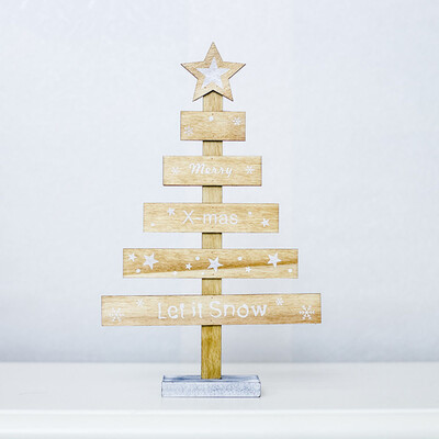 

Toponeto Wooden Mini Christmas Tree Desktop Ornaments Merry Christmas Party Decor