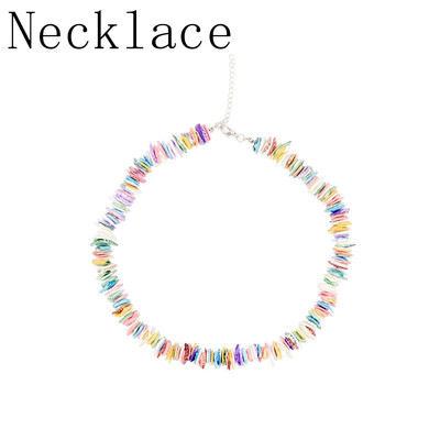 

Bohemian Hawaii Puka White Clam Chips Shell Necklace Irregular Chips Seashell Choker Necklace Summer Beach Statement Jewelry