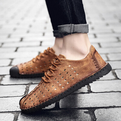 

2019 explosion models mens shoes summer punching breathable casual shoes trend shoes fashion peas shoes Korean lazy shoes