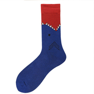 

Harajuku happy socks mens Fish zebra shark color block tube cotton dress casual wedding socks colorful novelty skateboard sock