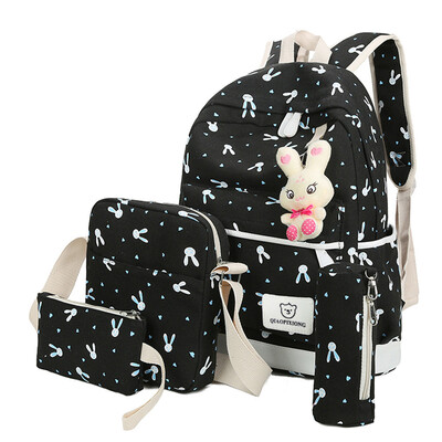 

Tailored 4 Sets Women Girl Rabbit Animals Travel Backpack School Bag Shoulder Bag Handbag