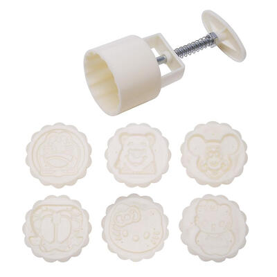 

Cartoon Animal 1 Mooncake Mold 6 Stamps Set DIY Bake Hand Pressure Mould