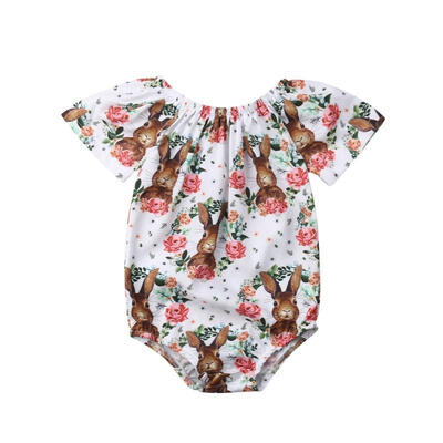 

Infant Newborn Baby Girls Bunny Rompers Easter Summer Clothing Ruffles Flower Jumpsuit Playsuit Costumes 0-24M