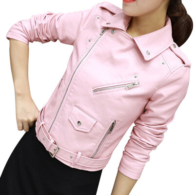 

Toponeto Women Ladies The Belt Fashion Faux Leather Racing Style Biker Jacket