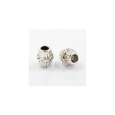 

Antique Silver Barrel Alloy European Beads Lead Free&Cadmium Free about 11mm long 10mm wide hole 5mm