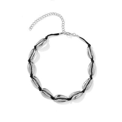 

Bohemian Black Shell Choker Necklace For Women Handmade Rope Seashell Necklace Lady Jewelry