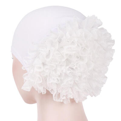 

Solid Color Lace Flower Women Muslim Hijab Turban Arabic Head Scarf Cap Hat