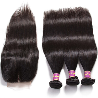 

UNice 8A indian Straight Hair with Closure indian Virgin Hair Lace Closure