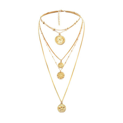

Vintage Women Multi-layer Alloy Queen Head Pendant Chain Necklace Jewelry Gift