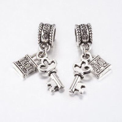 

Tibetan Style Alloy European Dangle Beads Large Hole Pendants Key with Lock Antique Silver 28mm Pendant 11165x7x235mm