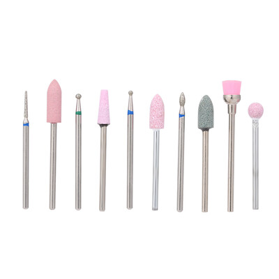 

10pcs Nail Drill Bits Cuticle Cleaner Dust Drill Brush Rotary Polishing File Grinding Heads Nail Salon Tools