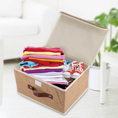 

Cotton Linen Storage OrganizerFabric Folding Clothing Storage Box Home Closet Clothes Books Children Toys Organizer