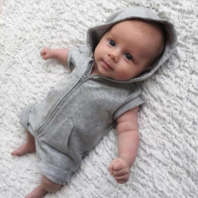 

Zip Up Newborn Infant Baby Boy Hooded Bodysuit Romper Jumpsuit Clothes Outfits