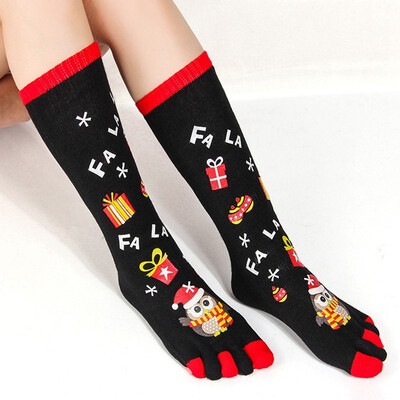 

2019 New Fashion Women Funny Cartoon Printed Toe Socks Cotton Five Fingers Socks Casual Soft Socks Women Christmas Sock