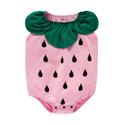 

Soft Toddler Sleeveless Strawberry Print Baby Rompers Girls Summer Clothing