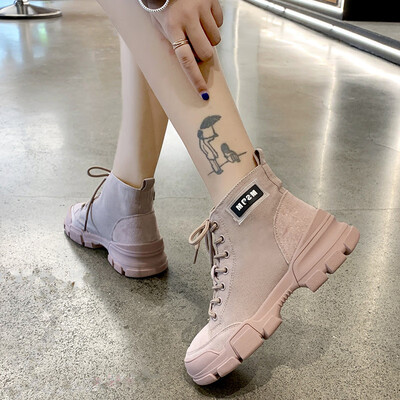 

College Wind Martin Boots Shoes Shoes Thin Canvas Shoes Spring&Autumn High Uppers Korean Version