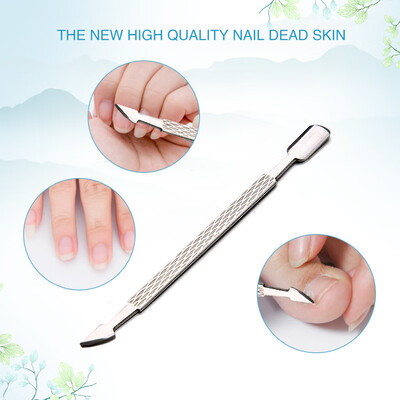

Toponeto 1PC Nail Art Cuticle Push 2 Ways Stainless Steel Remover Dead Skin Manicure Tool