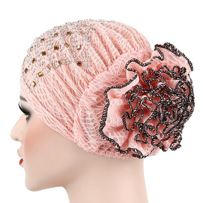 

1Pc Women Stretch Turban Hat Chemo Cap Lace Flower Hijab Cap Headwrap
