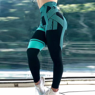 

Spot new Ebay Amazon striped digital printing hip high waist fitness yoga leggings women white