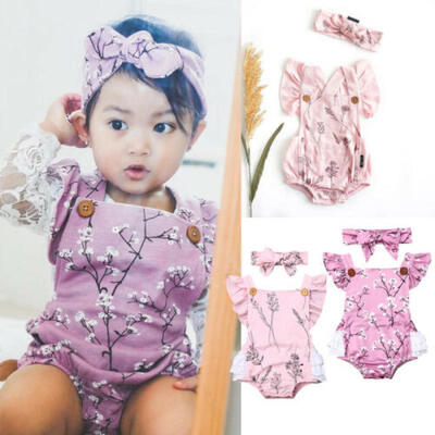 

2PCS Newborn Infant Toddler Baby Girls Romper Bodysuit Jumpsuit Clothes Outfits