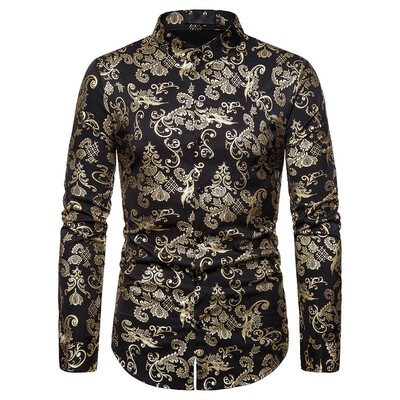 

Tailored Mens Baggy Blazer Print Stand Collar Button Long Sleeve Shirts Blouse