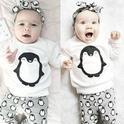 

Penguin Baby Girl Boy Long Sleeve T-shirtPants Legging 2PCS Outfits Clothes Set