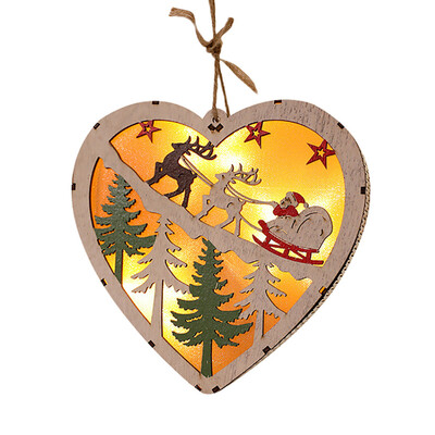 

Toponeto LED Light Wood House Cute Christmas Tree Ornaments Window Holiday Decoration