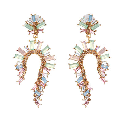 

2019 New Colorful Flower Big Brand Design Luxury Starburst Pendant Crystal Drop Earrings Gem Statement Jewelry