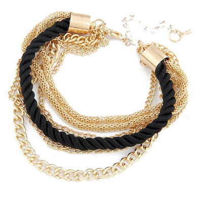 

Women New Special Design Easy Bracelets 6 Colors Girls Trendy Jewelry Multi-layer Woven Alloy Metal Jewelry Bracelet