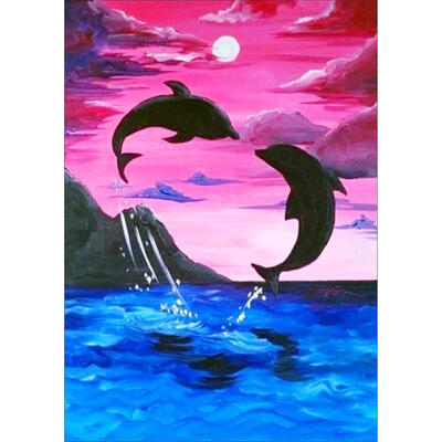 

5D DIY Full Drill Diamond Painting Dolphin Cross Stitch Embroidery Mosaic