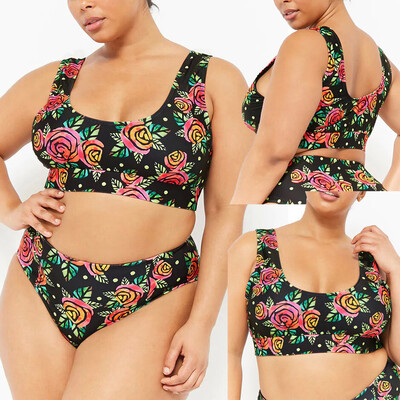 

Saidsome Plus Size Solid Bikini Push-Up Pad Swimwear Bathing Swimsuit Beachwear Set