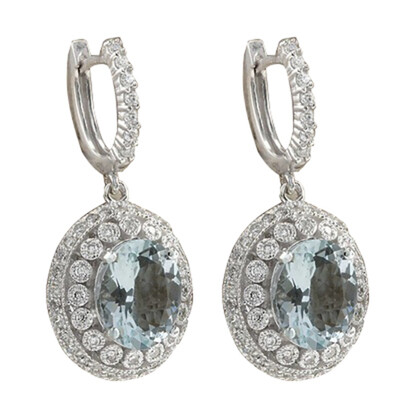 

New Mode Style Clear Light Sea Blue Dangle Earrings For Women White Sliver Color Cubic Zircon For Women Fashion Gifts Wholesale