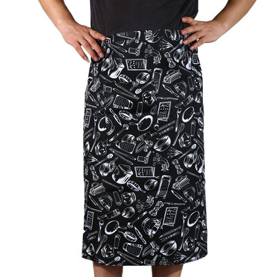 

Polyester Cooking Plaid Stripe Half Apron with 1 Pockets Kitchen Accessory