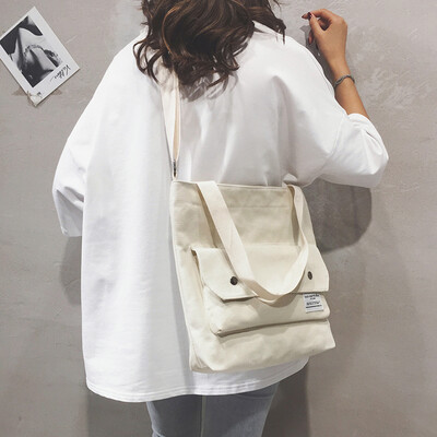 

One shoulder tote bag female 2019 new casual handbag bag package tide Korean version of the wild large capacity canvas Messenger bag