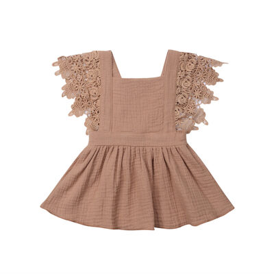 

Sleeveless Baby Girls Lace Floral Dress Summer Cotton Casual Dress Clothes 0-3Y