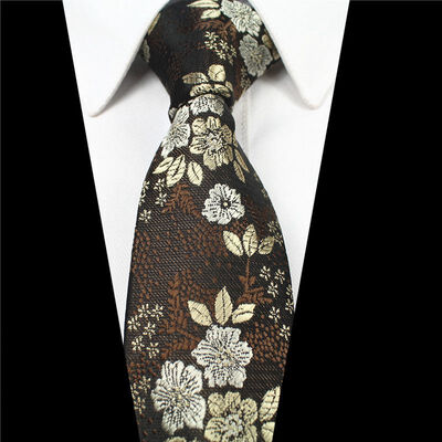 

Customized 19-year new tie high-grade polyester silk yarn-dyed jacquard cashew flower tie small floral tie