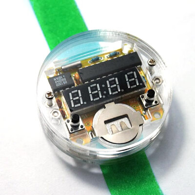 

Single-chip Red LED Display Watch Kit Clock DIY Set Electronic Clock Module Electronic Digital Watch Components with Green Watchba
