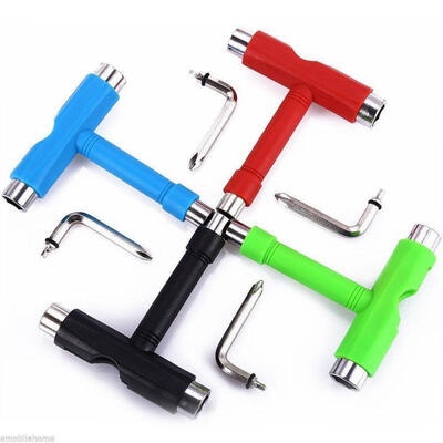 

New Skate T TOOL Skateboard Longboard Metal All In One Tool Mini T Wrench Black